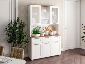 Буфет Катерини (дуб бельмунд/белое дерево) в Красноглинном - krasnoglinnoe.mebel-nsk.ru | фото