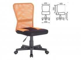 Кресло компактное BRABIX Smart MG-313, без подлокотников, комбинированное, черное/оранжевое в Красноглинном - krasnoglinnoe.mebel-nsk.ru | фото