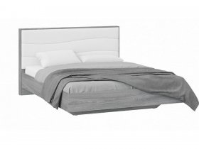Кровать двуспальная 1,6 м «Миранда» Тип 1 (Дуб Гамильтон/Белый глянец) в Красноглинном - krasnoglinnoe.mebel-nsk.ru | фото