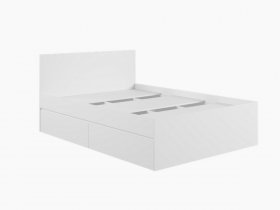 Кровать двуспальная с ящиками 1,4м Мадера-М1400 (белый) в Красноглинном - krasnoglinnoe.mebel-nsk.ru | фото