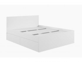 Кровать двуспальная с ящиками 1,6м Мадера-М1600 (белый) в Красноглинном - krasnoglinnoe.mebel-nsk.ru | фото
