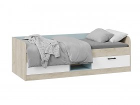 Кровать комбинированная «Оливер» Тип 1 401.003.000 (дуб крафт серый/белый/серо-голубой) в Красноглинном - krasnoglinnoe.mebel-nsk.ru | фото
