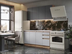 Кухонный гарнитур Ника 1,6 м (графит/серый софт) в Красноглинном - krasnoglinnoe.mebel-nsk.ru | фото