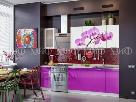 Кухонный гарнитур Орхидея (фиолетовый) в Красноглинном - krasnoglinnoe.mebel-nsk.ru | фото