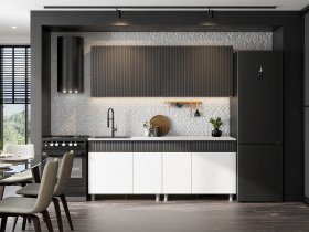 Кухонный гарнитур София (2,0м) (бланж/графит матовый) в Красноглинном - krasnoglinnoe.mebel-nsk.ru | фото