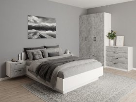 Модульная спальня Гамма (белый/цемент) в Красноглинном - krasnoglinnoe.mebel-nsk.ru | фото