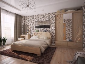 Модульная спальня Виктория-1 (дуб сонома) в Красноглинном - krasnoglinnoe.mebel-nsk.ru | фото
