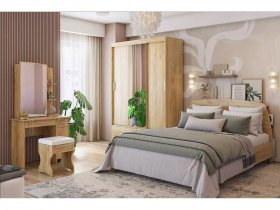 Модульная спальня Виктория-1 (дуб крафт золотой) в Красноглинном - krasnoglinnoe.mebel-nsk.ru | фото