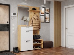 Прихожая Монтана (дуб крафт золотой/белый) в Красноглинном - krasnoglinnoe.mebel-nsk.ru | фото