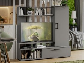 Стенка «Сиена» (графит серый) в Красноглинном - krasnoglinnoe.mebel-nsk.ru | фото