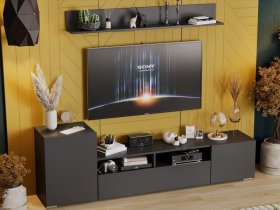 Стенка «Сильвия» (графит серый) в Красноглинном - krasnoglinnoe.mebel-nsk.ru | фото